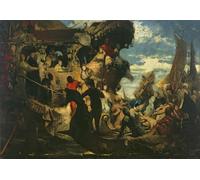 ARTXLXXBN Dipinti Famosi Poster Parete Quadri Murale Tela Venedig Huldigt Catarina Cornero de Hans Makart per la Decorazione Della Parete 60x90cm