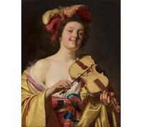 ARTXLXXBN Dipinti Famosi Stampa Immagini Quadri Moderni Art El violinista de Gerrit Van Honthorst per L'arredamento del Soggiorno 60x90cm