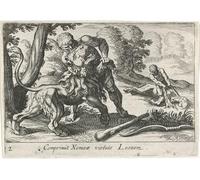 ARTXLXXBN Dipinti Famosi Stampa Immagini Quadri Moderni Art Hércules en combate con el león de Nemea de Simon Frisius per L'arredamento del Soggiorno 60x90cm