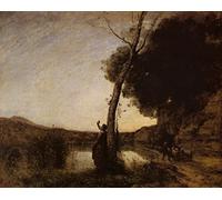 ARTXLXXBN Dipinti Famosi Stampa Immagini Quadri Moderni Art La estrella vespertina de Jean-baptiste-camille Corot per L'arredamento del Soggiorno 60x90cm