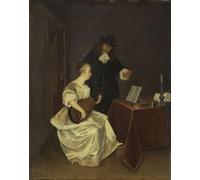 ARTXLXXBN Dipinti Famosi Stampa Immagini Quadri Moderni Art La lección de música de Gerard Ter Borch per L'arredamento del Soggiorno 60x90cm
