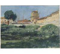 ARTXLXXBN Dipinti Famosi Stampa Immagini Quadri Moderni Art Vista de Livorno por Adolf Hiremy-hirschl per L'arredamento del Soggiorno 60x90cm