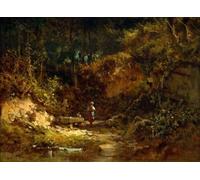 ARTXLXXBN Dipinti Famosi Stampa Tela Canvas Quadri D'Arte Classica Chica en la fuente del bosque de Carl Spitzweg per L'arredamento Della Camera da Letto 60x90cm