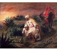 ARTXLXXBN Dipinti Famosi Stampa Tela Canvas Quadri D'Arte Classica El árabe en la tumba de Ferdinandeugene Delacroix per L'arredamento Della Camera da Letto 60x90cm