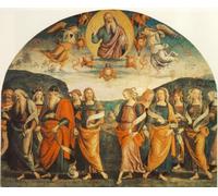 ARTXLXXBN Dipinti Famosi Stampa Tela Canvas Quadri D'Arte Classica el Todopoderoso con los Profetas y las Sibilas Pietro Perugino per L'arredamento Della Camera da Letto 60x90cm