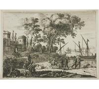 ARTXLXXBN Dipinti Famosi Stampa Tela Canvas Quadri D'Arte Classica Escena con un dibujo de artista de Claude Lorrain per L'arredamento Della Camera da Letto 60x90cm