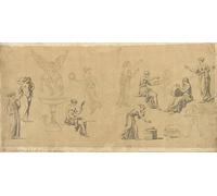 ARTXLXXBN Dipinti Famosi Stampa Tela Canvas Quadri D'Arte Classica Estudios de la Mujer Clásica con Eros Jacques-Louis David per L'arredamento Della Camera da Letto 60x90cm