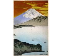ARTXLXXBN Dipinti Famosi Stampa Tela Canvas Quadri D'Arte Classica Japón Amanecer en el Monte Fuji por Utagawa Hiroshige per L'arredamento Della Camera da Letto 60x90cm