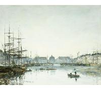 ARTXLXXBN Dipinti Famosi Stampa Tela Canvas Quadri D'Arte Classica Le Havre Le Bassin Du Commerce de Eugene Louis Boudin per L'arredamento Della Camera da Letto 60x90cm
