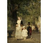 ARTXLXXBN Dipinti Famosi Stampa Tela Canvas Quadri D'Arte Classica Paseo por el Jardín de las Tullerías Ludwig Knaus per L'arredamento Della Camera da Letto 60x90cm