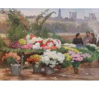 ARTXLXXBN Dipinti Famosi Stampa Tela Canvas Quadri D'Arte Classica Vendedores de flores en el Sena Por gabriel Gilbert per L'arredamento Della Camera da Letto 60x90cm