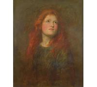 ARTXLXXBN Famoso Arte Murale Su Tela Poster Con Stampa Estudio de retrato de una niña pelirroja de George Frederick Watts per la Decorazione Domestica dell'ufficio 60x90cm