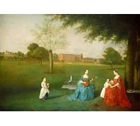 ARTXLXXBN Famoso Arte Murale Su Tela Poster Con Stampa Miembros de la familia Maynard en el parque de Waltons de Arthur Devis per la Decorazione Domestica dell'ufficio 60x90cm