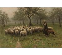 ARTXLXXBN Famoso Arte Murale Su Tela Poster Con Stampa Pastora con un rebaño de ovejas de Anton Mauve per la Decorazione Domestica dell'ufficio 60x90cm
