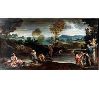 ARTXLXXBN Famoso Arte Murale Su Tela Poster Con Stampa Pesca de Annibale Carracci per la Decorazione Domestica dell'ufficio 60x90cm