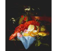 ARTXLXXBN Famoso Painting Quadri Tela Stampe Su Tela Animali Bodegón con langosta limón y uvas de Elias Van Den Broeck per Decorazioni per la Casa 60x90cm