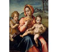ARTXLXXBN Famoso Painting Quadri Tela Stampe Su Tela Animali Dama y niño con el niño San Juan en un paisaje de Andrea Del Sarto per Decorazioni per la Casa 60x90cm