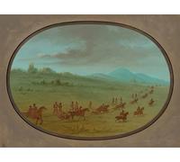 ARTXLXXBN Famoso Painting Quadri Tela Stampe Su Tela Animali Halsey's Bluff Sioux Indians on the March de George Catlin per Decorazioni per la Casa 60x90cm