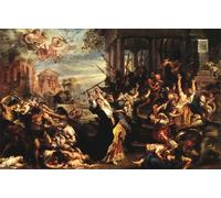 ARTXLXXBN Famoso Painting Quadri Tela Stampe Su Tela Animali Masacre de los Inocentes de Peter Paul Rubens per Decorazioni per la Casa 60x90cm