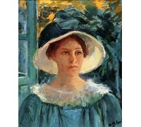ARTXLXXBN Famoso Painting Quadri Tela Stampe Su Tela Animali Mujeren verde al aire libre bajo el sol de Mary Cassatt per Decorazioni per la Casa 60x90cm