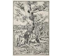 ARTXLXXBN Famoso Painting Quadri Tela Stampe Su Tela Animali Retablo que muestra la vida de Cristo Detalle de la Crucifixión de Lucas Cranach el Viejo per Decorazioni per la Casa 60x90cm