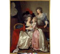 ARTXLXXBN Famoso Painting Quadri Tela Stampe Su Tela Animali Retrato de familia Familia de la nobleza una madre hija y próxima pintura de Jean Laurent Mosnier per Decorazioni per la Casa 60x90cm