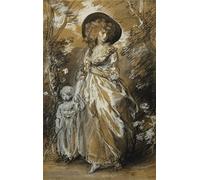 ARTXLXXBN Famoso Painting Quadri Tela Stampe Su Tela Animali una dama caminando en un jardín de pie de cuerpo entero por Gainsborough per Decorazioni per la Casa 60x90cm