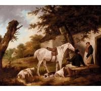 ARTXLXXBN Famoso Poster Parete Quadri Murale Tela Descansando fuera de la posada George Morland per la Decorazione Della Parete 60x90cm