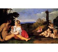 ARTXLXXBN Famoso Poster Parete Quadri Murale Tela las tres edades del hombre tiziano per la Decorazione Della Parete 60x90cm