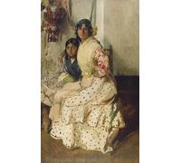 ARTXLXXBN Famoso Poster Parete Quadri Murale Tela Pepilla la gitana y su hija de Joaquín Sorolla per la Decorazione Della Parete 60x90cm