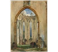 ARTXLXXBN Famoso Poster Parete Quadri Murale Tela Ruina de una iglesia de Rudolf Von Alt per la Decorazione Della Parete 60x90cm