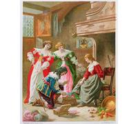ARTXLXXBN Famoso Stampa Immagini Quadri Moderni Art Cenicienta probándose la zapatilla de cristal de Frederic Theodore Lix per L'arredamento del Soggiorno 60x90cm