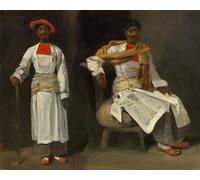 ARTXLXXBN Famoso Stampa Immagini Quadri Moderni Art Due Studi Di Un Indiano Di Calcutta Seduto E en Piedi Eugene Delacroix per L'arredamento del Soggiorno 60x90cm
