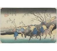 ARTXLXXBN Famoso Stampa Immagini Quadri Moderni Art Vista de Hiratsukahara bajo la lluvia cerca de la estación Kustukake por Keisai Eisen per L'arredamento del Soggiorno 60x90cm