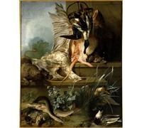 ARTXLXXBN Famoso Stampa Tela Canvas Quadri D'Arte Classica Bodegón con un perro de aguas persiguiendo patos de Jean baptiste Oudry per L'arredamento Della Camera da Letto 60x90cm