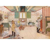 ARTXLXXBN Famoso Stampa Tela Canvas Quadri D'Arte Classica en el dormitorio de la niña de Carl Larsson per L'arredamento Della Camera da Letto 60x90cm