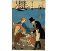 ARTXLXXBN Famoso Stampa Tela Canvas Quadri D'Arte Classica Europeos dando un paseo por Utagawa Sadahide per L'arredamento Della Camera da Letto 60x90cm