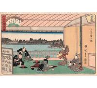 ARTXLXXBN Famoso Stampa Tela Canvas Quadri D'Arte Classica Fiesta de tragos en un restaurante por Utagawa Hiroshige per L'arredamento Della Camera da Letto 60x90cm