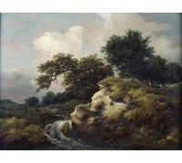 ARTXLXXBN Famoso Stampa Tela Canvas Quadri D'Arte Classica Paisaje con una pequeña cascada de Jacob Van Ruisdael per L'arredamento Della Camera da Letto 60x90cm