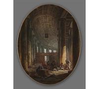 ARTXLXXBN Famoso Stampa Tela Canvas Quadri D'Arte Classica Par de pinturas la columnata de San Pedro durante el cónclave y la gruta de Hubert Robert per L'arredamento Della Camera da Letto 60x90cm