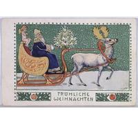 ARTXLXXBN Famoso Stampa Tela Canvas Quadri D'Arte Classica Postal que representa a Papá Noel en su trineo por Wilhelm List per L'arredamento Della Camera da Letto 60x90cm