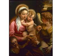 ARTXLXXBN Famoso Stampa Tela Canvas Quadri D'Arte Classica Virgen y el Niño con San y elJuan Bautista de Annibale Carracci per L'arredamento Della Camera da Letto 60x90cm