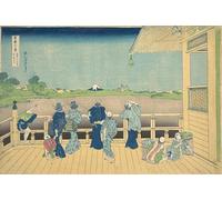 ARTXLXXBN Painting Quadri Tela Stampe Su Tela Animali Salón Sazai en el Templo de los Arhats de Cinco Manos Gohyaku Rakanji Sazaido por Katsushika Hokusai per Decorazioni per la Casa 60x90cm