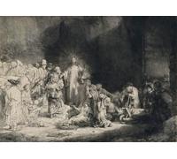 ARTXLXXBN Stampa Tela Canvas Cristo con los enfermos a su alrededor, recibiendo niños pequeños el estampado de cien florines de Rembrandt Van Rijn per L'arredamento Della Camera da Letto 60x90cm