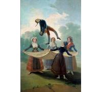 ARTXLXXBN Stampa Tela Canvas Quadri D'Arte Classica Marioneta de mujeres jóvenes lanzando al aire con un paño una muñeca de trapo de Francisco de Goya per L'arredamento Della Camera da Letto 60x90cm
