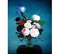 ARTXLXXBN Stampa Tela Canvas Quadri D'Arte Classica Rosas y un iris en un jarrón de cristal sobre un pedestal de mármol de Johannes Ludwig Camradt per L'arredamento Della Camera da Letto 60x90cm