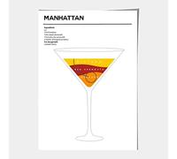 Artze Wall Art Manhattan - Decorazione da parete minimalista con ricetta per cocktail, formato A4