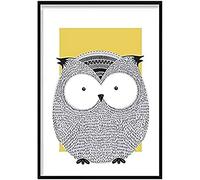 Artze Wall Art Poster con gufi, 50 x 70 cm (larghezza x altezza), colore: giallo