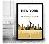 Artze Wall Art Poster di New York Skyline Cityscape USA, formato A1, giallo/grigio