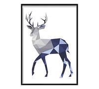 Artze Wall Art Poster geometrico in poli, 30 cm di larghezza x 40 cm di altezza, blu navy/grigio